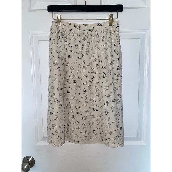 J. Crew Collection Skirt  Ivory Heel Shoe Print Lined Size 6 - Picture 1 of 4